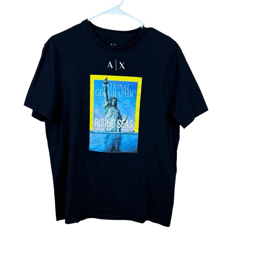 Armani Exchange Mens Medium National Geographic Tshirt Tee Black Vintage Rare